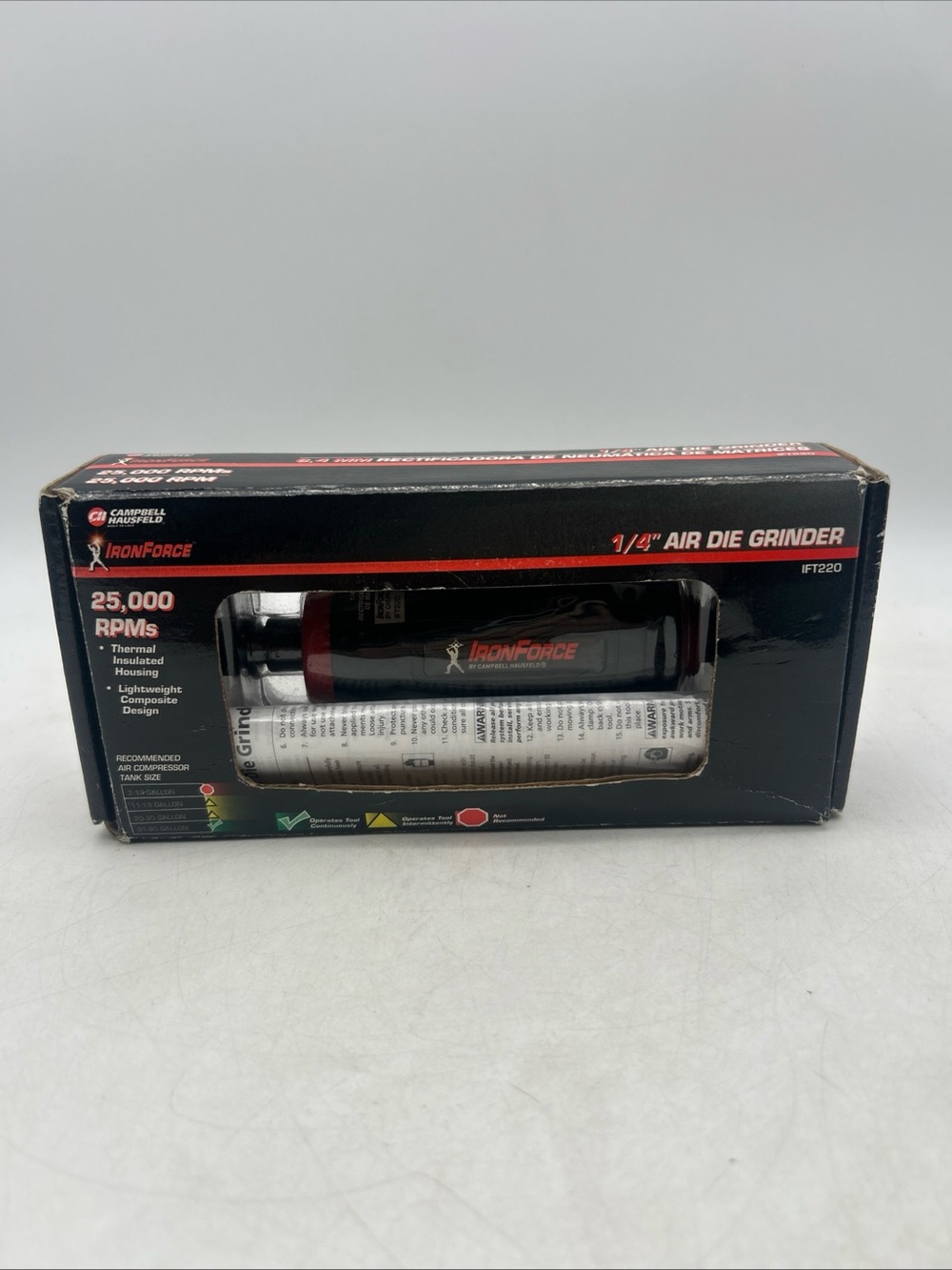 New Campbell Hausfeld 1/4" IronForce Air Die Grinder (Model IFT220) 25,000 RPMs